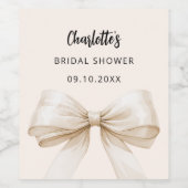 Bow beige cremefarbenes Brautparty Weinetikett (Einzelnes Label)