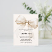 Bow beige geschlechtsneutral Baby Dusche Einladung (Stehend Vorderseite)
