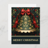 Bow Bell and Vines - Weihnachtskarte Feiertagskarte (Vorne/Hinten)
