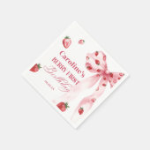 Bow Berry First Strawberry Birthday Napkins Serviette (Ecke)