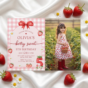 Bow Berry Süßes Mädchen 5. Geburtstagseinladung Fo Einladung