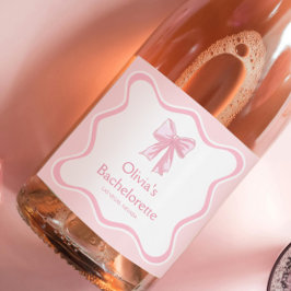 Bow bindet den Knot-Junggeselinnen-Abschied-Champa Schaumweinetikett