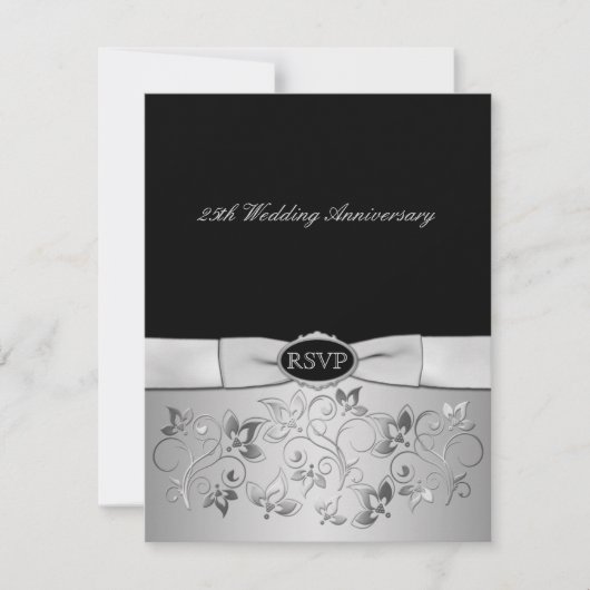 BOW Black, Silver Gray RSVP Card (Vorderseite)
