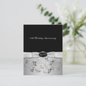 BOW Black, Silver Gray RSVP Card (Stehend Vorderseite)