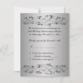 BOW Black, Silver Gray RSVP Card (Rückseite)