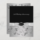 BOW Black, Silver Gray RSVP Card (Vorne/Hinten)