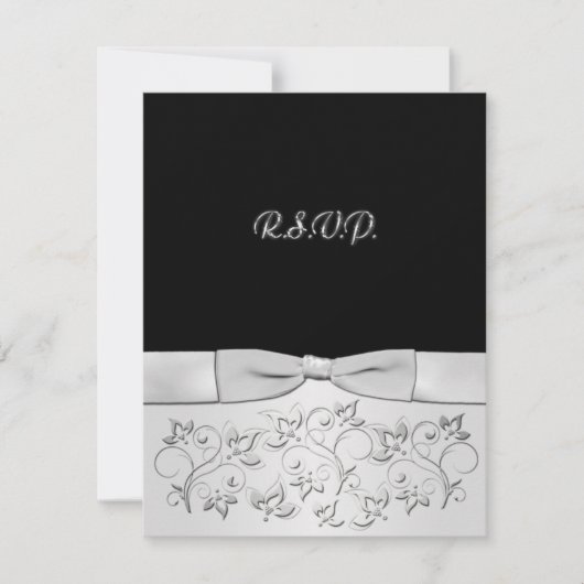 BOW Black, Silver RSVP Card (Vorderseite)