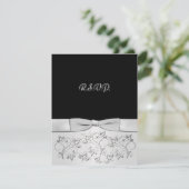BOW Black, Silver RSVP Card (Stehend Vorderseite)