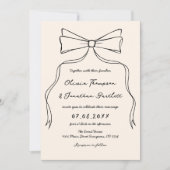 Bow Black Wedding Einladung (Vorderseite)