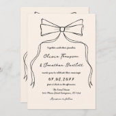 Bow Black Wedding Einladung (Vorne/Hinten)