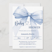 Bow blauer Junge Baby Shower Einladung (Vorderseite)