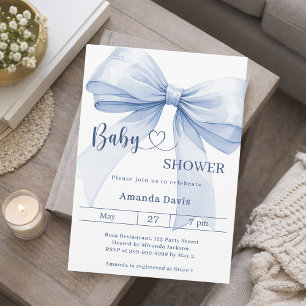 Bow blauer Junge Baby Shower Einladung