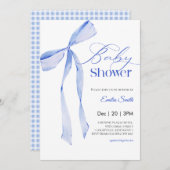 Bow Blue boy Baby shower Einladung (Vorne/Hinten)