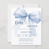 Bow blue boy Baby Shower invitation (Vorderseite)