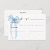 Bow Blue Brautparty Rezept Begleitkarte (Vorne/Hinten)