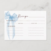 Bow Blue Brautparty Rezept Begleitkarte (Vorderseite)