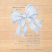 Bow Blue Elegant Brautparty Acryleinladungen (Vorderseite)