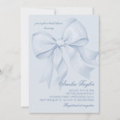 Bow Blue Elegant Brautparty Einladung (Vorderseite)