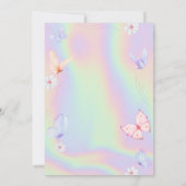 Bow Blume Butterflies Holographic Baby Shower Einladung (Rückseite)