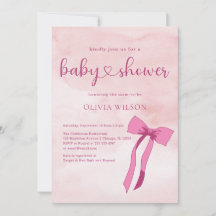 Bow Blush Pink Aquarell Ribbon Babydusche