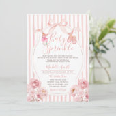Bow Blush Pink Baby Sprinkle Pumpkin Baby Dusche Einladung (Stehend Vorderseite)