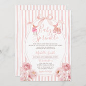 Bow Blush Pink Baby Sprinkle Pumpkin Baby Dusche Einladung (Vorne/Hinten)
