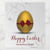 Bow Blütenwirbelmuster mit goldenem Ostereier Weinetikett (Einzelnes Label)