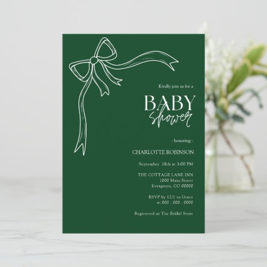 Bow Boho Baby Shower Einladung (Stehend Vorderseite)
