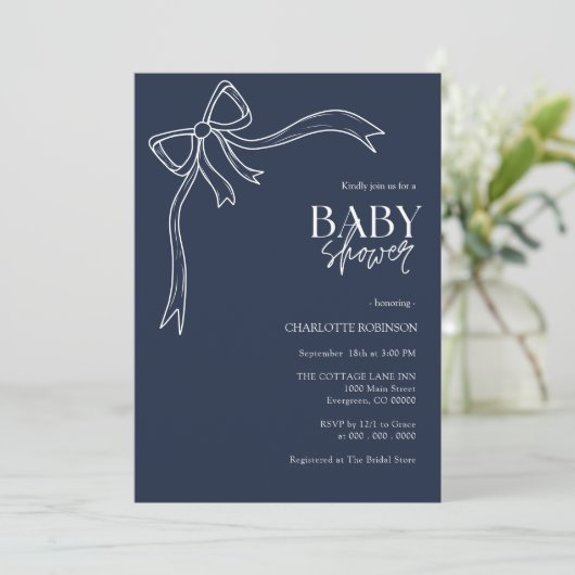 Bow Boho Baby Shower Einladung (Stehend Vorderseite)