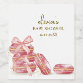 Bow Bonjour Bébé French Macarons Baby Shower Weinetikett (Einzelnes Label)