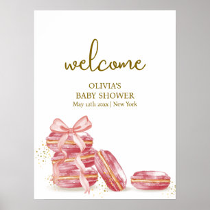 Bow Bonjour Bébé Macarons Babydusche Willkommen Poster