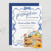 Bow Boy Fall Baby Dusche Blumen und Pumpkins Save The Date (Vorne/Hinten)