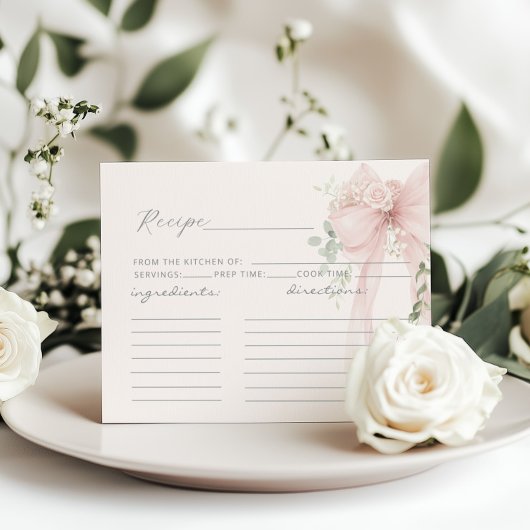 Bow Bridal Shower recipe card
