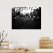 Bow Bridge, Black and White, Central Park, NYC Poster (Küche)