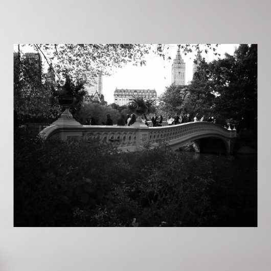 Bow Bridge, Black and White, Central Park, NYC Poster (Vorne)