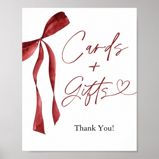 Bow Cards und Geschenke für Burgund Poster (Vorne)