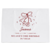 Bow Casino Dice Custom Name Vegas Birthday Party Große Geschenktüte (Vorderseite)