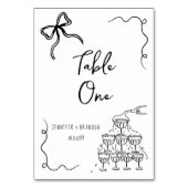 Bow Champagne Tower Schwarz-weiß Tischnummer (Vorderseite)