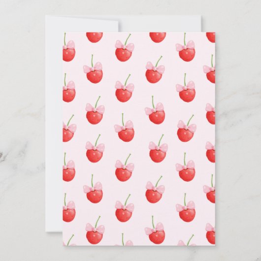 Bow Cherry 1. Geburtstag Einladung (Rückseite)