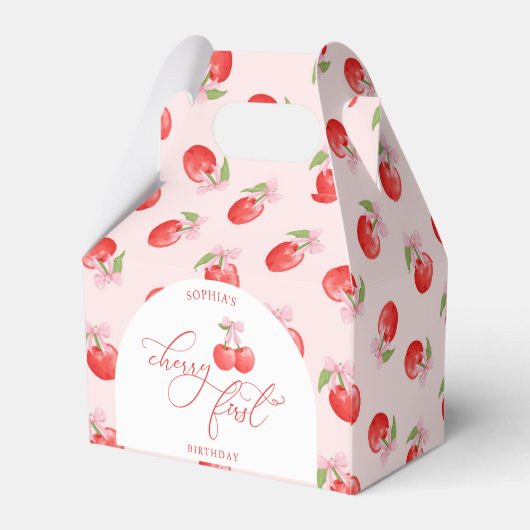 Bow Cherry 1. Geburtstag Geschenkschachtel (Rückseite)