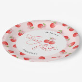 Bow Cherry 1. Geburtstag Pappteller (Schrägansicht)