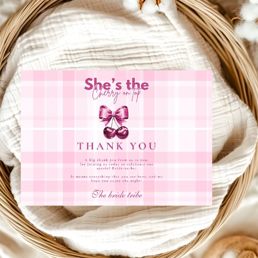Bow Cherry am oberen Brautparty Dankeskarte