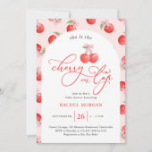Bow Cherry auf der Top Baby Girl Shower Einladung (Vorderseite)