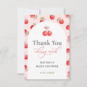 Bow Cherry auf Top Baby Girl Dusche Danke Karte (Vorderseite)