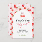 Bow Cherry auf Top Baby Girl Dusche Danke Karte (Vorne/Hinten)