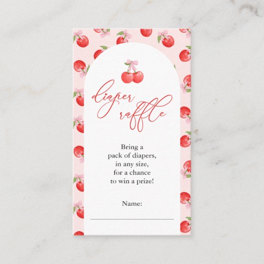 Bow Cherry auf Top Baby Girl Duwer Windelwanne Begleitkarte (Vorderseite)