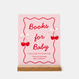 Bow Cherry Baby Shower Books for Baby Acrylschild