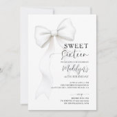 Bow Chic Black White Elegant Calligraphy Sweet 16 Einladung (Vorderseite)