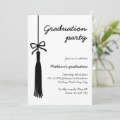 Bow Chic Black & White Grad Foto 2025 Abschluss Einladung (Stehend Vorderseite)