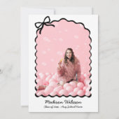 Bow Chic Black & White Grad Foto 2025 Abschluss Einladung (Rückseite)